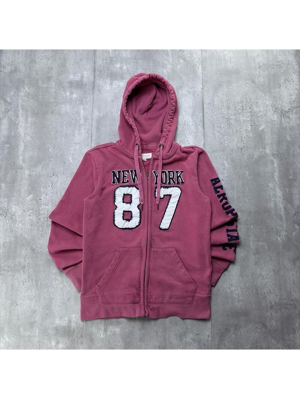 Y2K Pink Aeropostale Surf Grunge Thermal Zip Up Hoodie